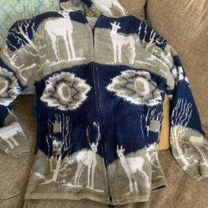 Artesanias Ramos Blue and Gray Wool Sweater